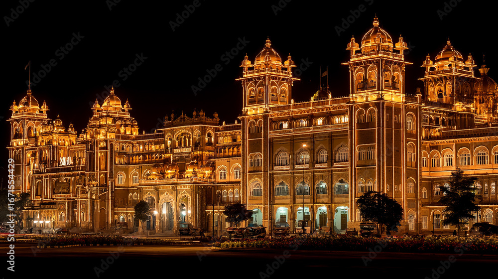 Naklejka premium The magnificent Hungarian Parliament Building is a stunning landmark of Budapest's architecture, a beacon of history on the Danube at night