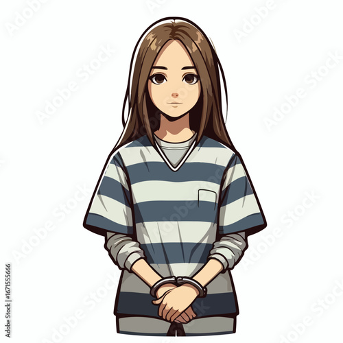 Vector image of a female prisoner in a prisoner