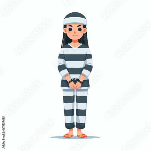 Vector image of a female prisoner in a prisoner