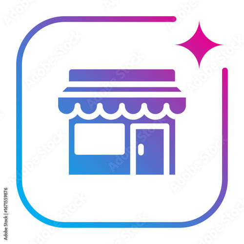 Artificial Intelligence E-commerce Store Icon,Flat black line icon of online shop storefront for e-commerce and digital business.