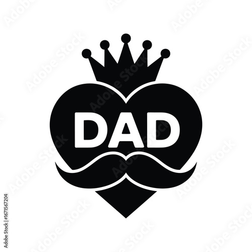 Best dad ever crown mustache heart symbol celebrating fatherhood and family love