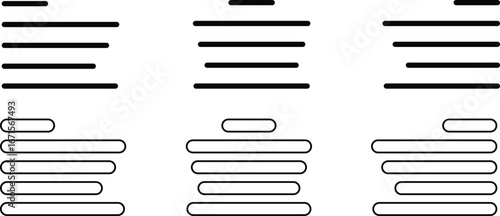 Align line icon set with solid and outline vector style. Collection of paragraph alignment, left, right, center, justify, and text formatting symbols for typography, UI, UX, apps, web and document des