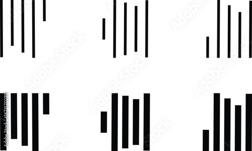 Align line icon set with vertical alignment, bar and equalizer style symbols. Collection of solid and outline vector icons for UI, UX, apps, charts, graphs, typography, design and document layout