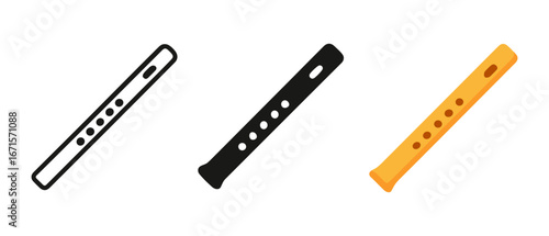 Minimalist flute icons featuring various styles