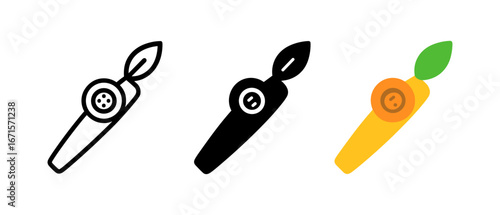 Minimalist carrot icons with leaf variations in monochrome and color