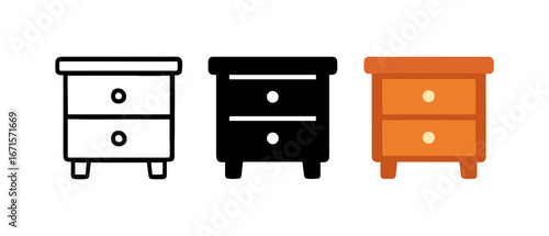 Nightstand variations: outline, solid, and colorful designs
