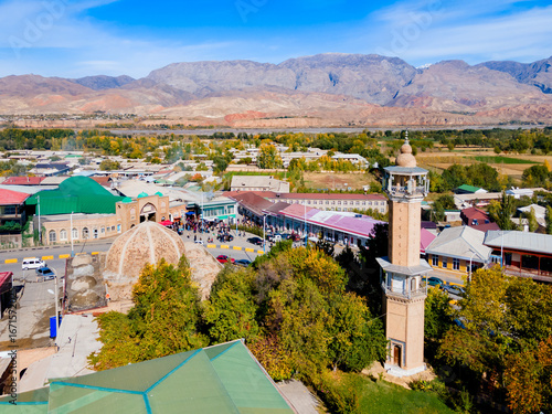 Penjikent Central Mosque Mukhammad Bashoro aerial view