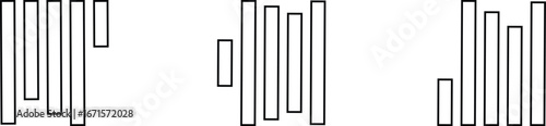 Align line icon set with vertical alignment, bar and equalizer style symbols. Collection of solid and outline vector icons for UI, UX, apps, charts, graphs, typography, design and document layout