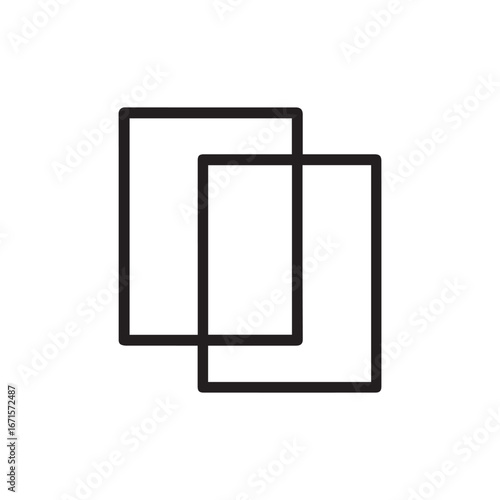 Minimalist two rectangle shapes icon representing layers or duplication