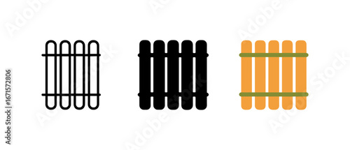 Fence icons: outline, solid, and colorful variants for design projects