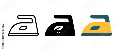 Simple and colorful iron icons in various styles for household themes