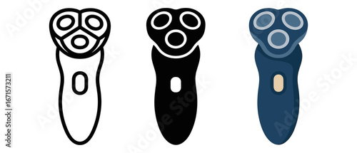 Shaver design set: outline, silhouette, and color styles