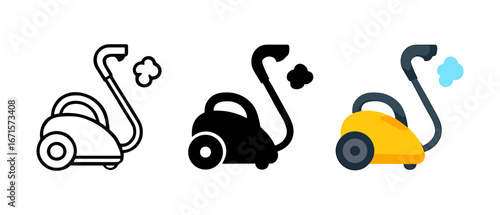 Vacuum cleaner icons: outline, silhouette, and colorful designs for modern cleaning