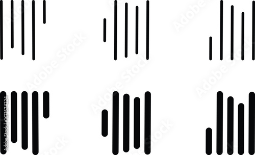 Align line icon set with vertical alignment, bar and equalizer style symbols. Collection of solid and outline vector icons for UI, UX, apps, charts, graphs, typography, design and document layout