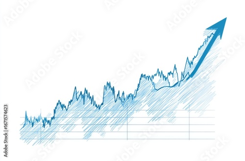 Upward trending, hand-drawn stock chart
