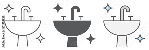 Washbasin line icon, hygiene and bathroom, disinfection sink sign vector graphics, editable stroke linear icon,