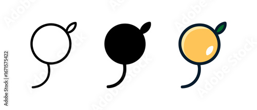 Minimalistic plant icon set featuring flat, outline, and solid styles