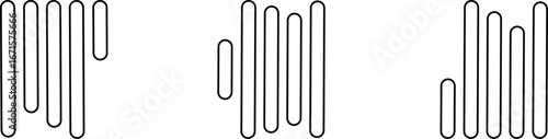 Align line icon set with vertical alignment, bar and equalizer style symbols. Collection of solid and outline vector icons for UI, UX, apps, charts, graphs, typography, design and document layout