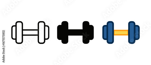Minimalist dumbbell designs in outline, silhouette, and flat styles