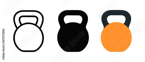 Minimalist kettlebell designs in monochrome and color variations