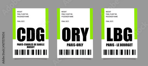 Airport bag tags - ORY, CDG, LBG