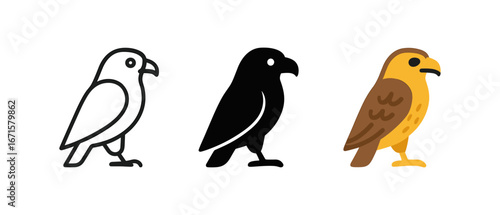 Evolution of bird design in outline, silhouette, and flat styles