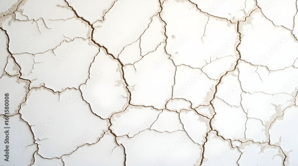 Obraz premium Cracked white surface showing signs of age and deterioration