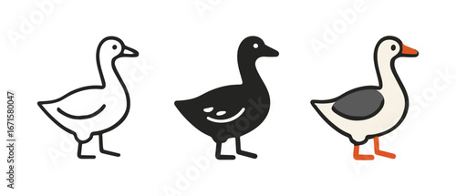 Duck designs in linear, silhouette, and colorful styles