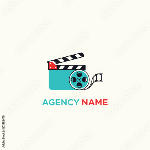 Teal and Red Film Agency Logo Design.