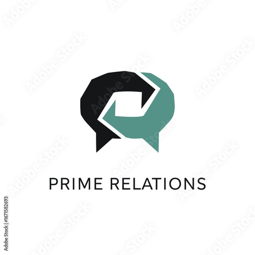 Free Download The Prime Relations logo features two interlocking speech bubbles forming a stylized 'P' shape, symbolizing communication and connection. - GFXLoad