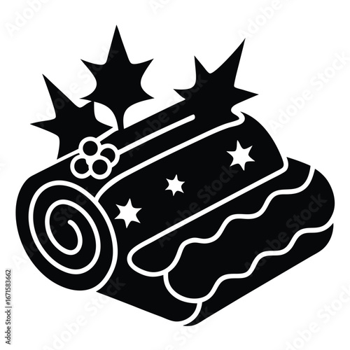 yule log cake vector icon