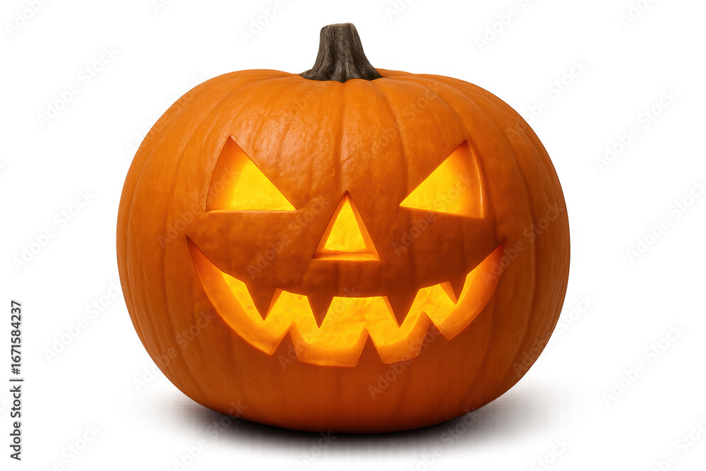 Naklejka premium Halloween pumpkin glowing with transparent background