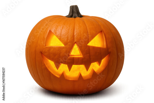 Halloween pumpkin glowing with transparent background