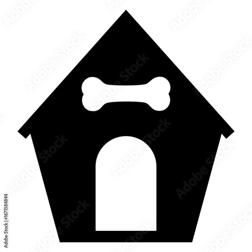 Logo de casa para mascotas. Icono con silueta de hueso en casa
