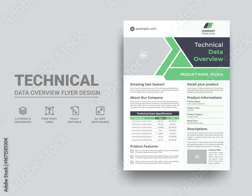 Technical Data Sheet Flyer Template Design
