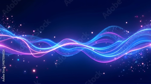 Futuristic Blue Neon Wave Abstract Background Vector