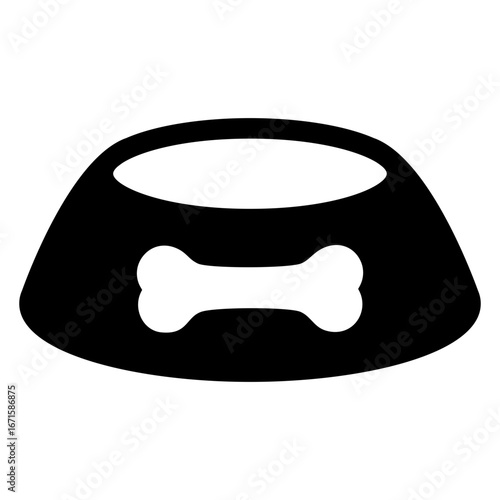 Logo comida para mascotas. Icono bol con hueso 
