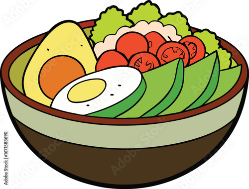 Delicious cobb salad with avocado and bacon advertisement