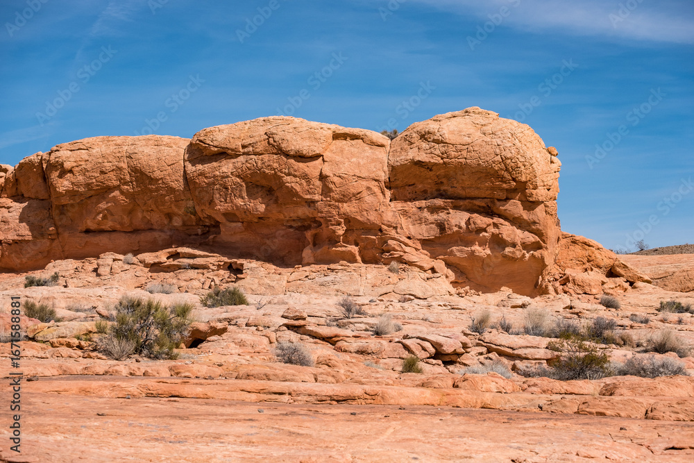 Fototapeta premium Rote Sandsteinfelsen in der Wüste Nevadas