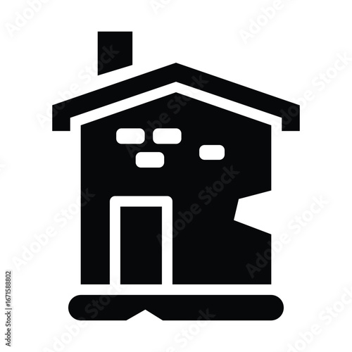 house ruined glyph icon illustration vector graphic.eps