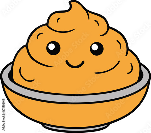 Mashed potatoes with gravy illustration on white background