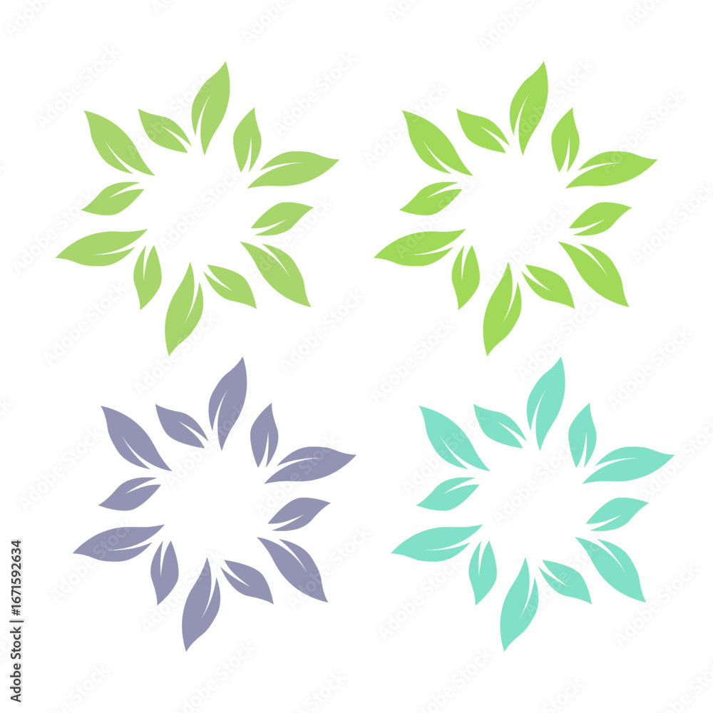Fototapeta premium NATURAL PRODUCT LEAVES IN CIRCLE SIGN SYMBOL LOGO 