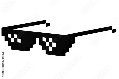 Pixelated Thug Life Sunglasses on Transparent Background