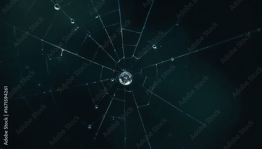 Fototapeta premium spider web with dew drops