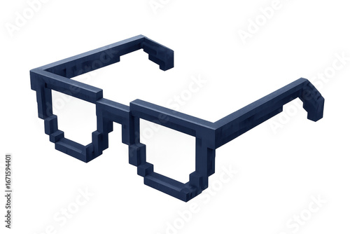 Pixelated sunglasses floating on transparent background, embodying digital culture and internet memes