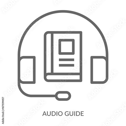 Audio Guide Icon Line Style. Design Vector Illustration