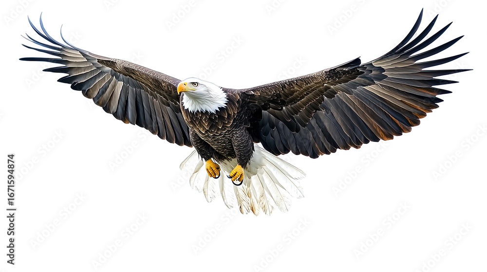 Naklejka premium American bald eagle flying isolated on transparent background