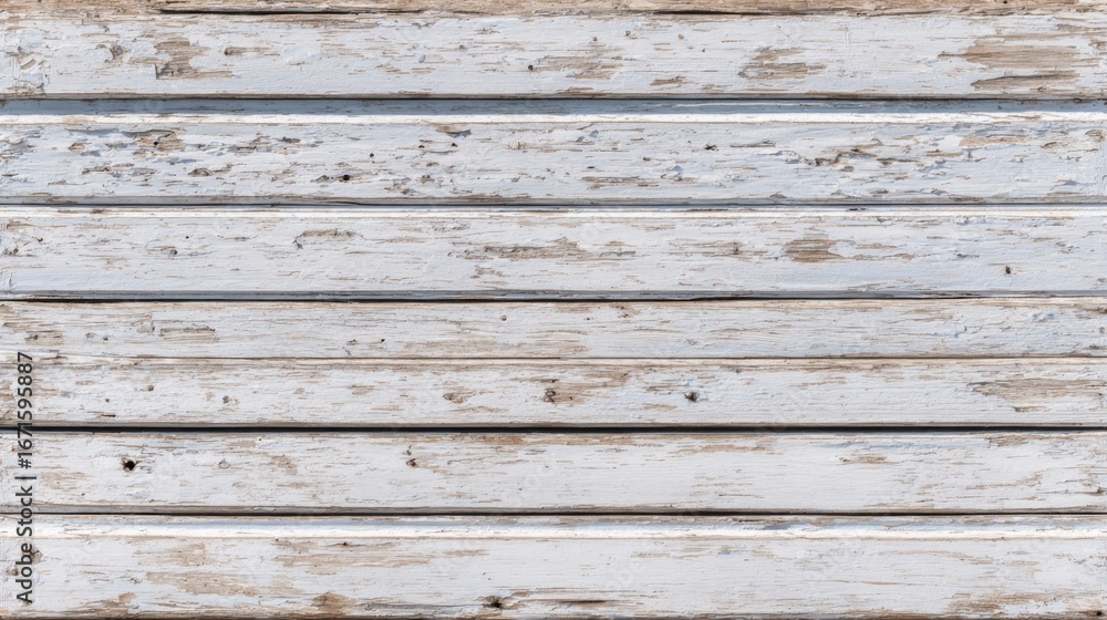 Obraz premium Weathered White Wooden Planks with Rustic Distressed Texture and Natural Wood Grain Details