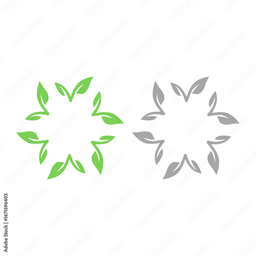 Obraz premium NATURAL PRODUCT LEAVES IN CIRCLE SIGN SYMBOL LOGO 