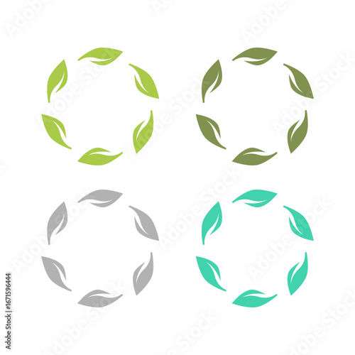 NATURAL PRODUCT LEAVES IN CIRCLE SIGN SYMBOL LOGO

